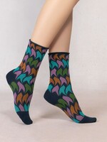 Bleu Forêt Chaussettes BF veloutées plumes ondulées 6628