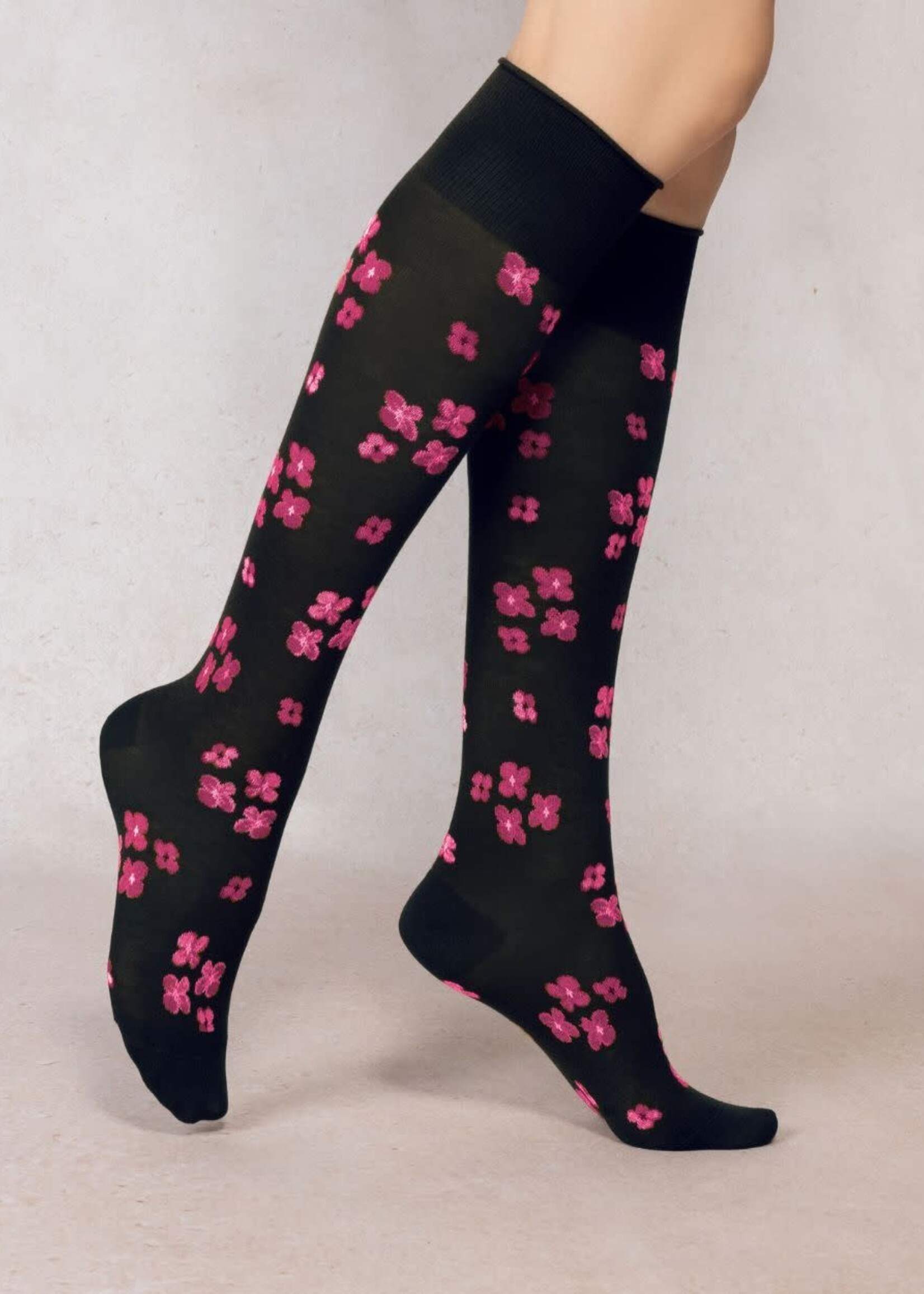 Bleu Forêt Mi-bas BF velouté Floral 6433