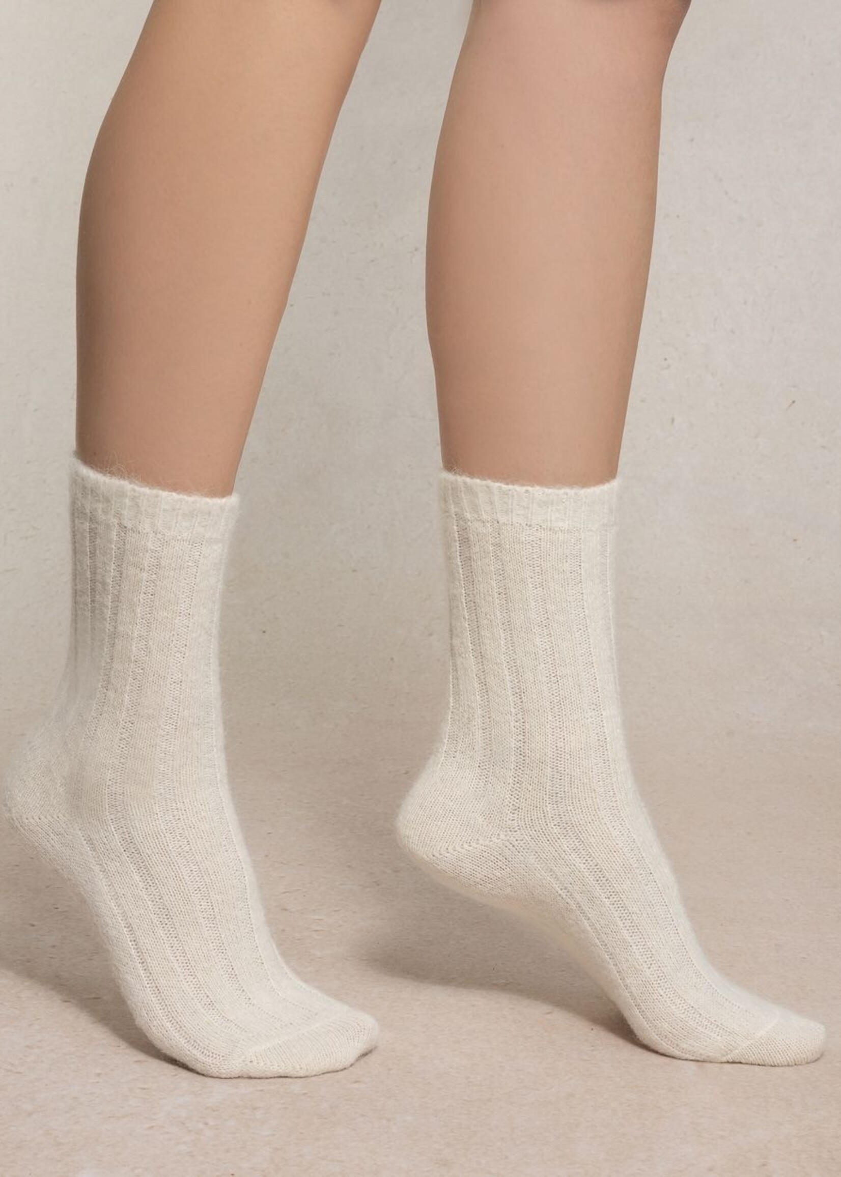 Bleu Forêt Chaussettes BF laine alpaga à côtes 6570