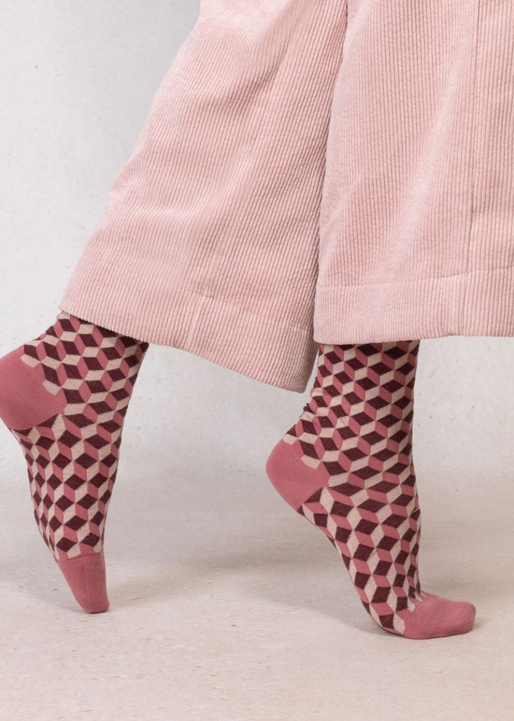 Bleu Forêt Chaussettes BF laine fine géométriques 6623