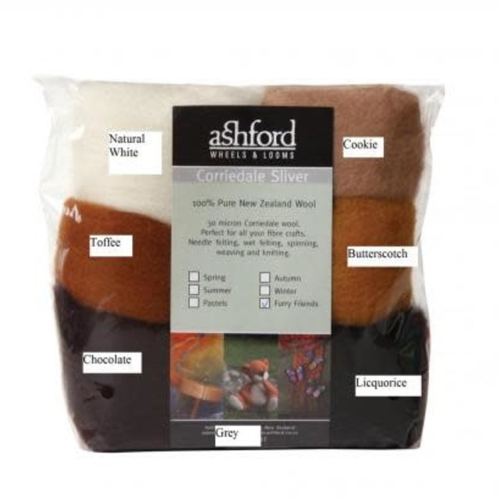 Ashford Corriedale Sliver Packs - 100g (7 colours/pk)