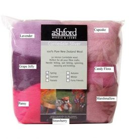 Ashford Corriedale Sliver Packs - 100g (7 colours/pk)