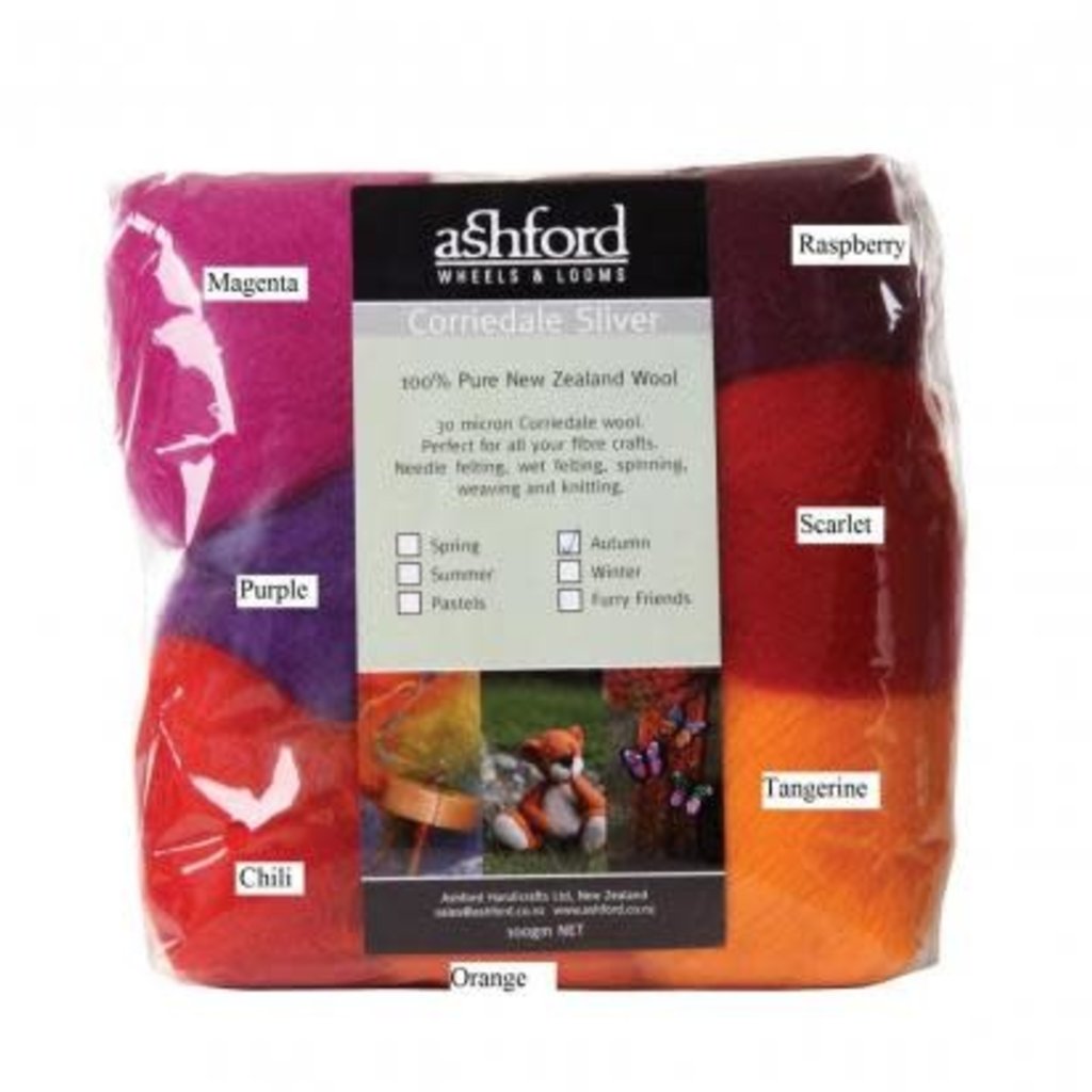 Ashford Corriedale Sliver Packs - 100g (7 colours/pk)