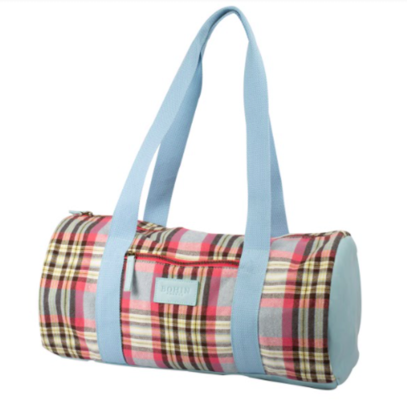 Knitting Bag Blue/Pink Plaid
