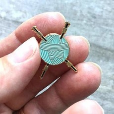 Knitting Needles and Yarn Enamel Pin