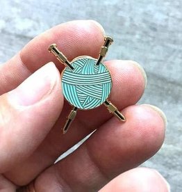 Knitting Needles and Yarn Enamel Pin