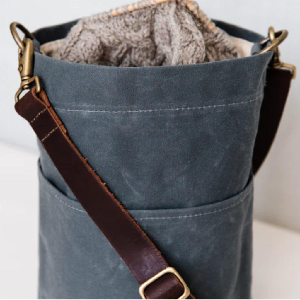 Twig & Horn Waxed Canvas Bucket Bag - Slate