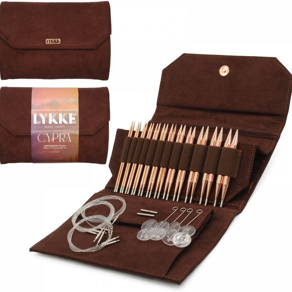 Lykke Cypra Copper Needle Set (Brown Vegan Seude)