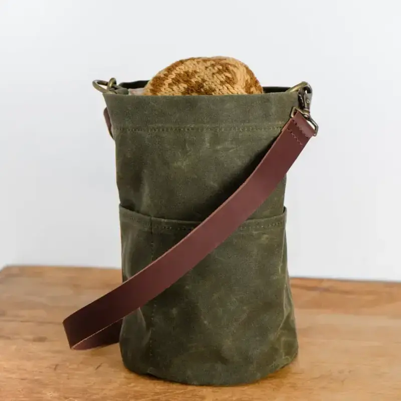 Twig & Horn Waxed Canvas Bucket Bag - Olive