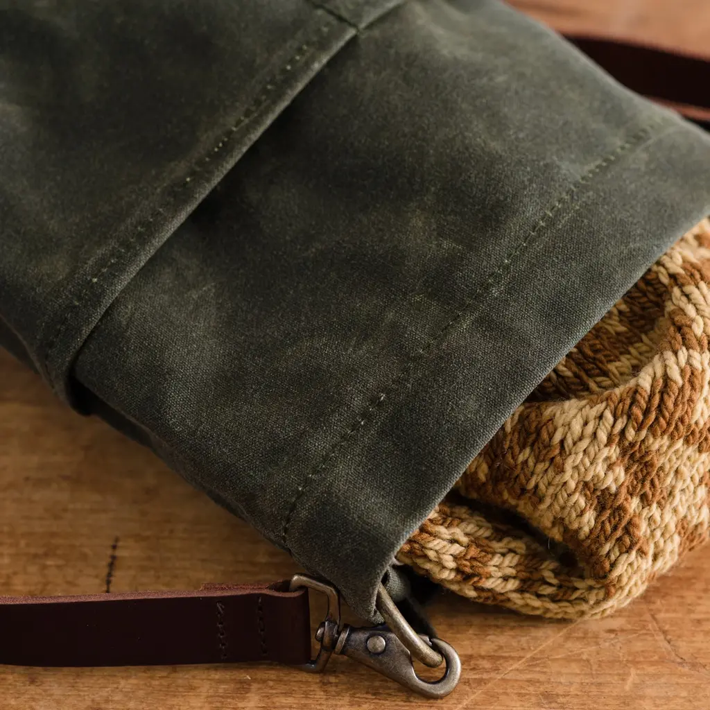 Twig & Horn Waxed Canvas Bucket Bag - Olive