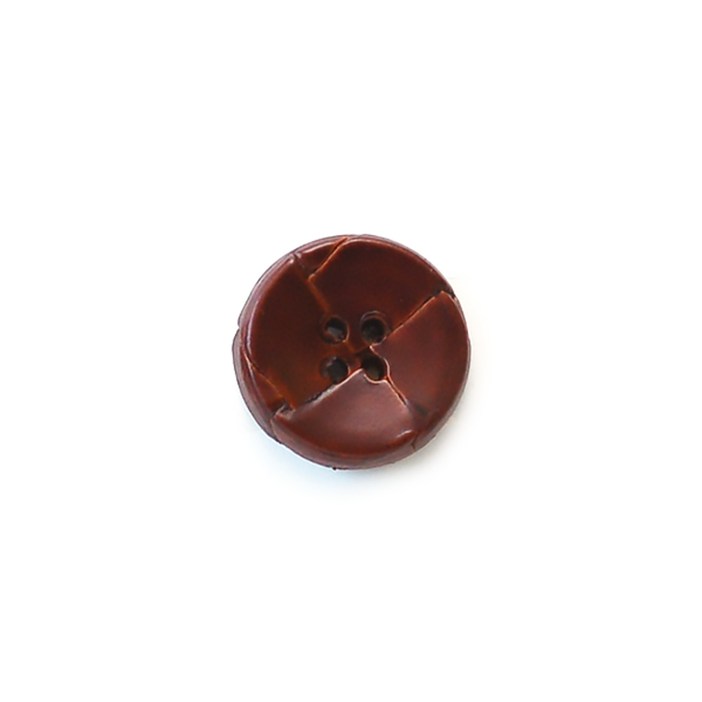 Brown Leather Woven Button