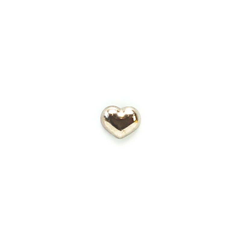 Metal Heart Shiny Silver Heart Shank 10mm