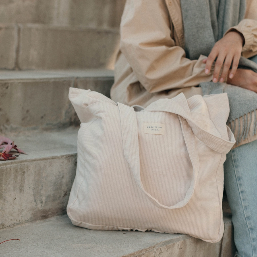 ★TOUT Y EST★ RB Corduroy Quilting Tote Bag Beige RBBGCC001 Beige-769x1024.webp