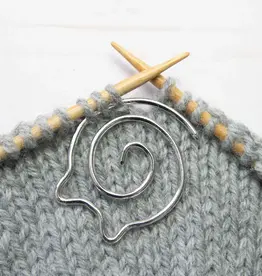 Cat Spiral Cable Needle Silver