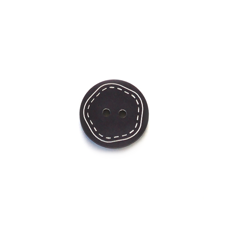 Plastic Button with White Stitching 18mm