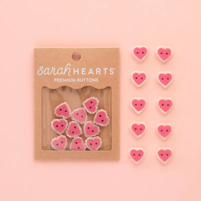 Pink Sweet Heart Small 5/8" Button - 10/pk