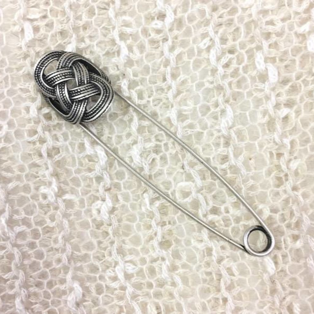 Buttons, Etc. Shawl Pin - Antique Silver Celtic Knot Kilt Pin