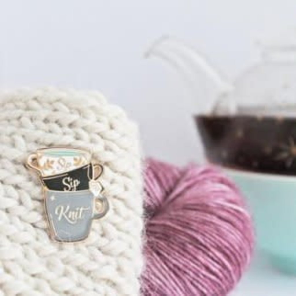 Twill & Print Sip Sip Knit Enamel Pin