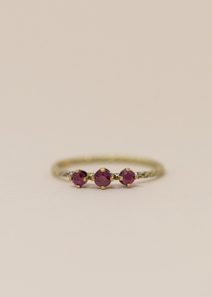 Satomi Kawakita Jewelry Satomi Kawakita Homespun Three Stone Ruby Ring
