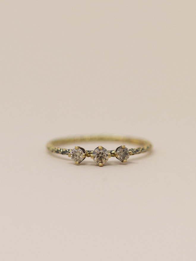 Satomi Kawakita Jewelry Satomi Kawakita Homespun Three Stone Brown Diamond  Ring