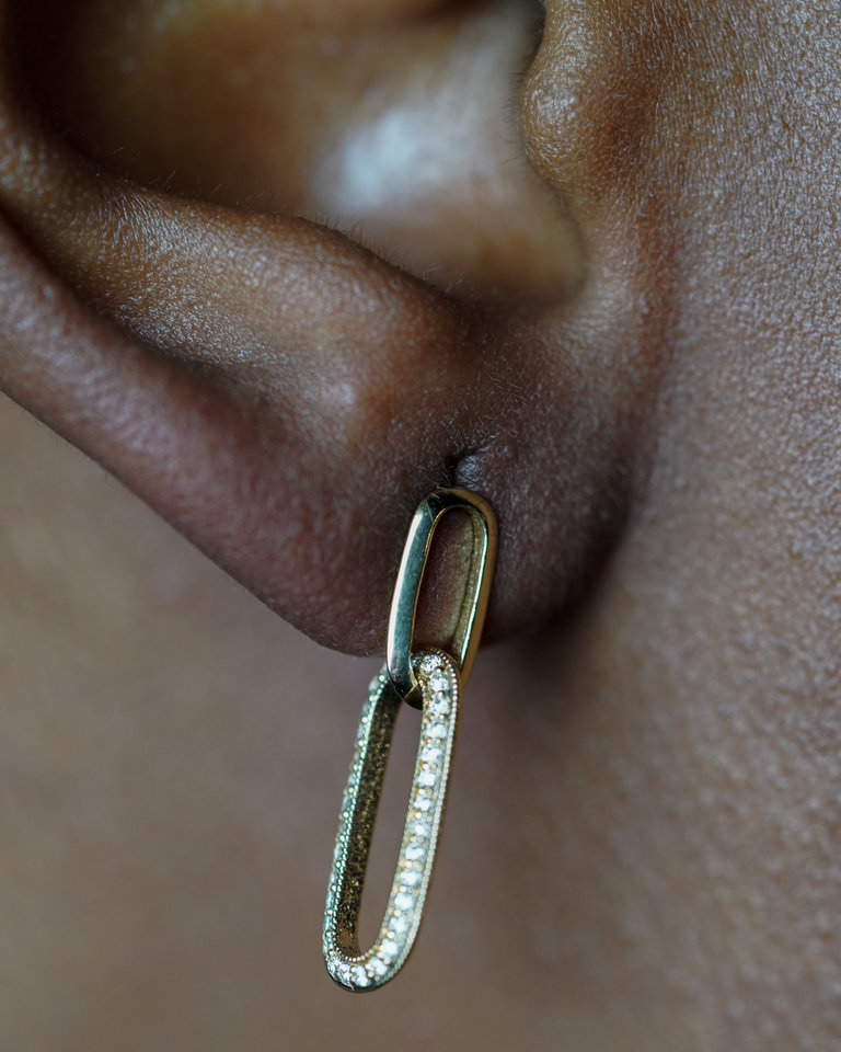 Lizzie Mandler Lizzie Mandler Alternating Diamond Link Earrings