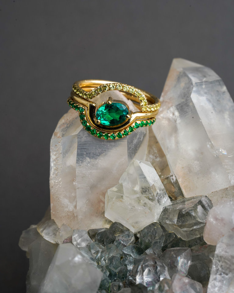 Lindsay Lewis Jewelry Lindsay Lewis Sway Set Emerald Solitaire