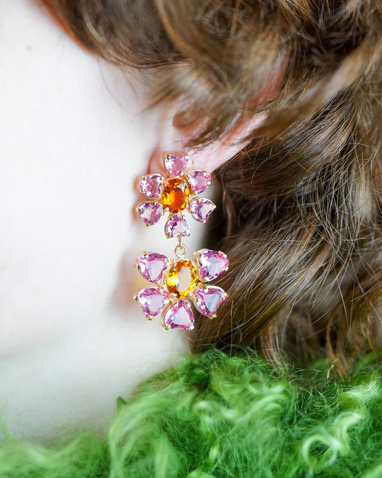 Pakera Pakera Pakera Pakera Las Flores Earrings Pink + Citrine