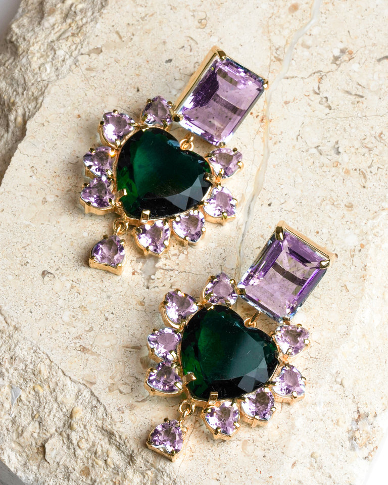 Pakera Pakera Pakera Pakera El Sabor Earrings Lilac + Emerald