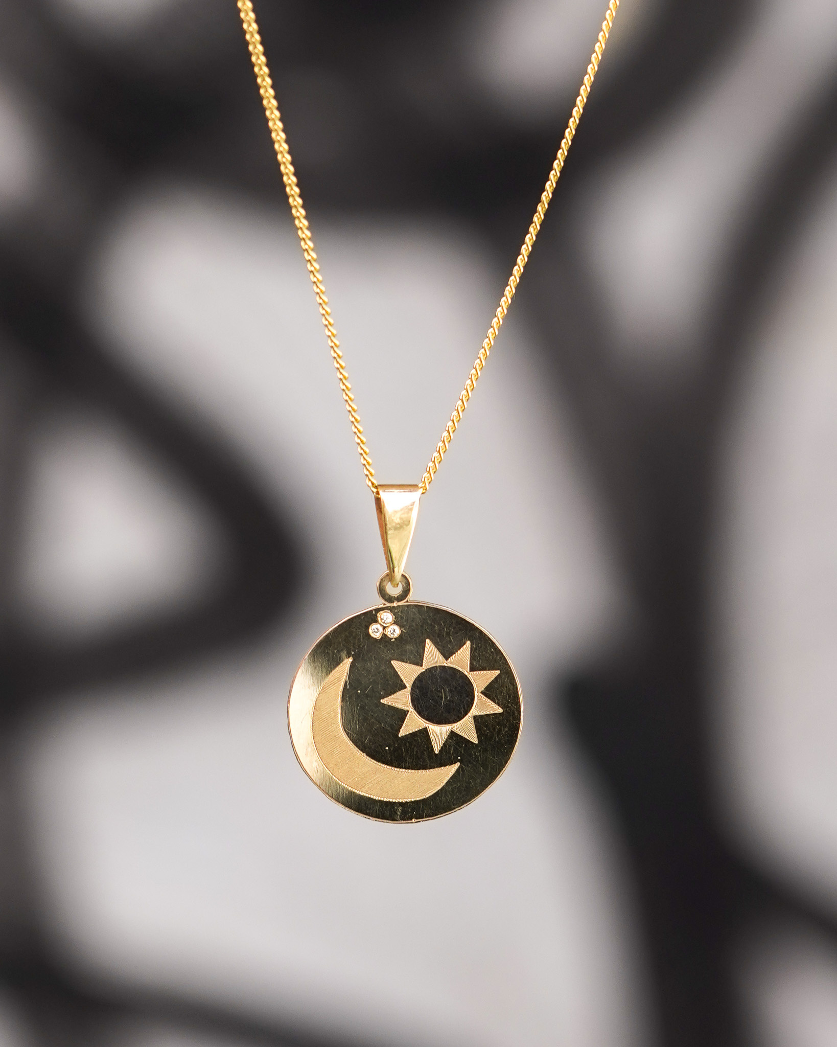 Diamond Moon Necklace 14K Gold