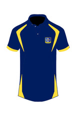 St. Monica Bilingual School Polo Blanco | Sublimado Azul y Amarillo | Saint Monica