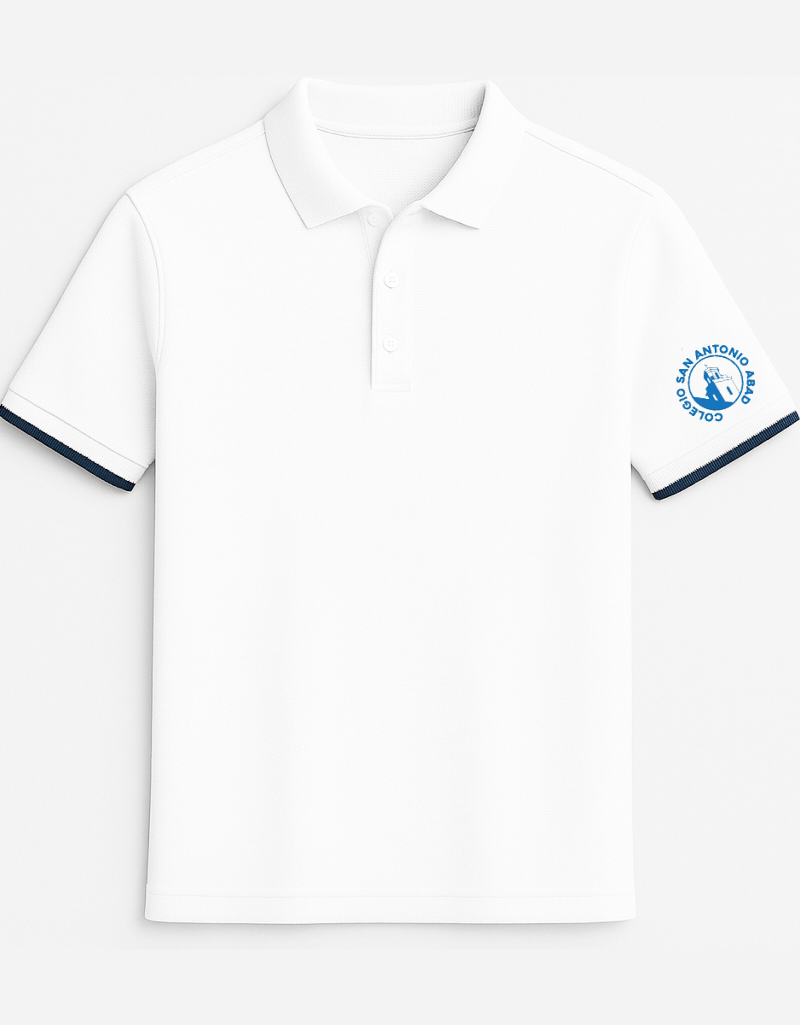 Col. San Antonio Abad Polo Niña | Blanco y Vivo Navy manga | Col. San Antonio Abad