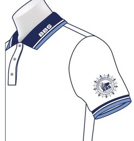 Borinquen Bilingual School Polo Pique | Blanco | Cuellos y Mangas Azul | Borinquen Bilingual School