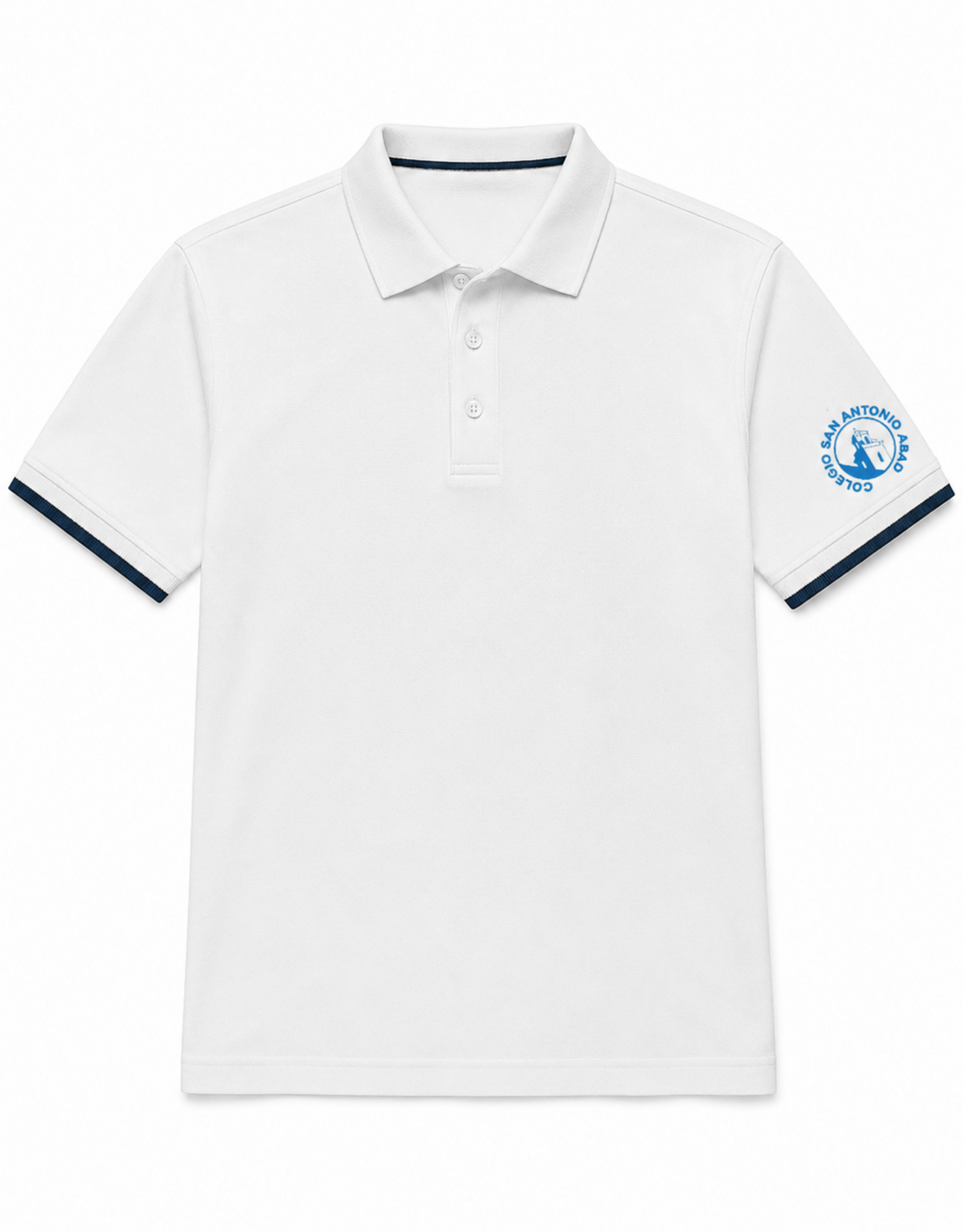 Col. San Antonio Abad Polo Niña | Blanco y Vivo Navy manga | Col. San Antonio Abad