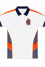 Guamani Private School Polo Blanco | Sublimado Naranja y Violeta | Guamani Private School