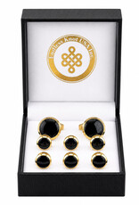 Endless Knots Tuxedo Studs and Cufflinks Set | Steel & Black Onyx