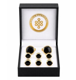 Endless Knots Tuxedo Studs and Cufflinks Set | Steel & Black Onyx