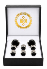 Endless Knots Tuxedo Studs and Cufflinks Set | Steel & Black Onyx