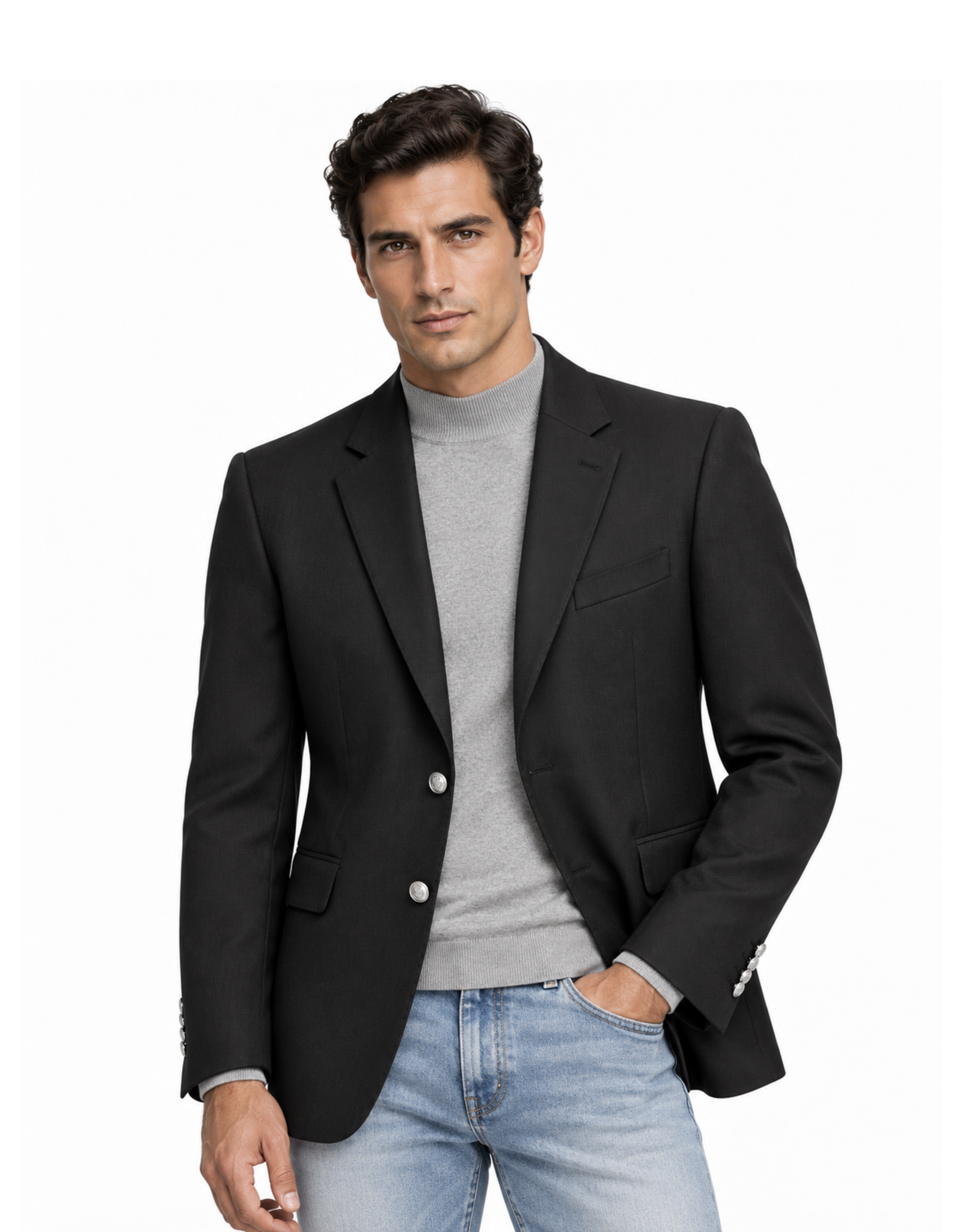 Antonio Cardinni Blazer Silk Blend | Pique | Hand stitched with silver buttons
