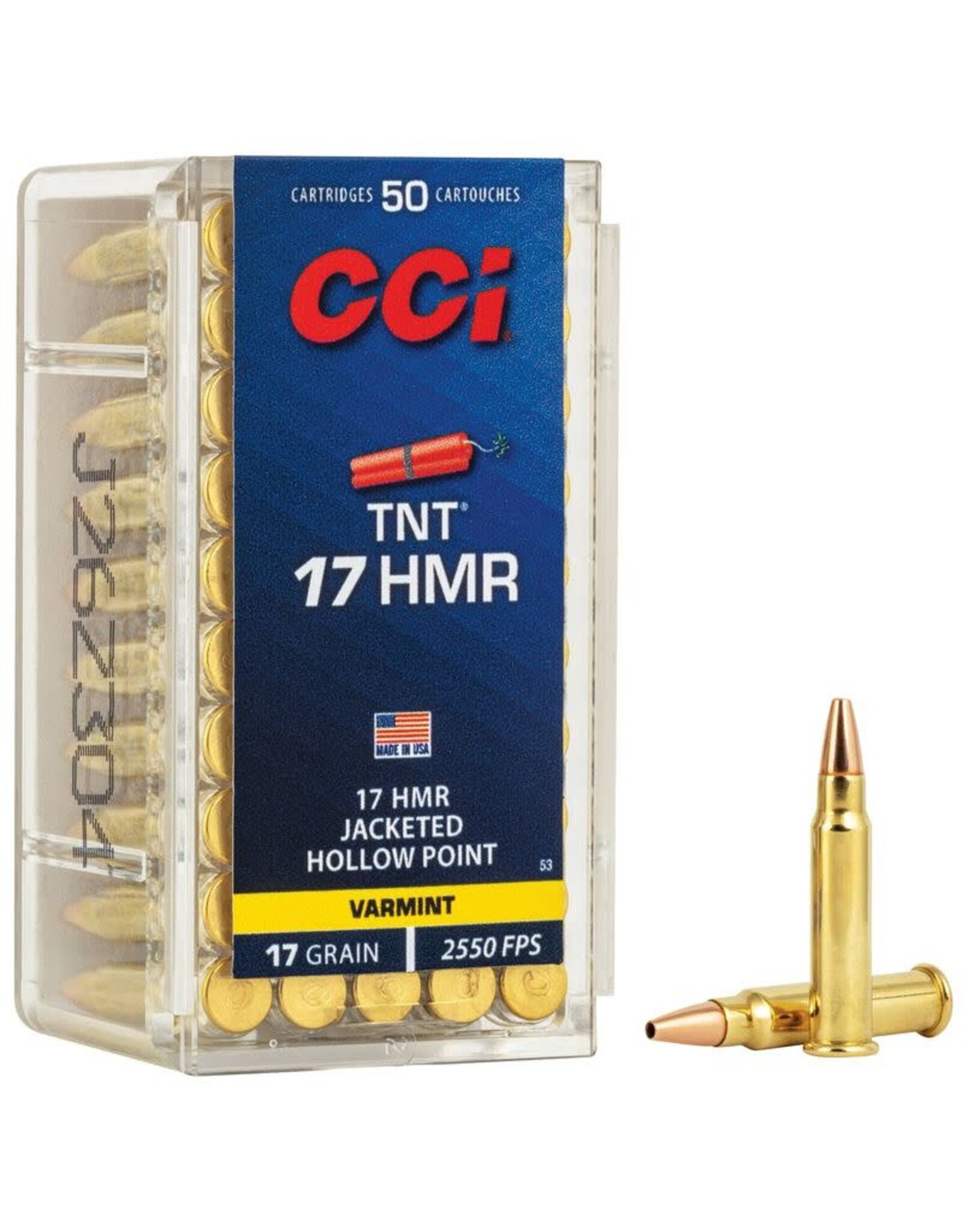 CCI CCI 0053 HMR TNT Rimfire Ammo 17 HMR, TNT JHP, 17 Grains, 2550 fps