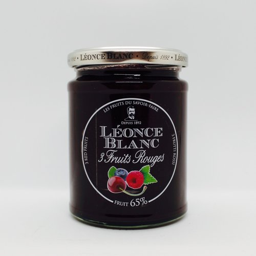 Confiture 3 fruits rouges 65% 330g |Léonce Blanc 