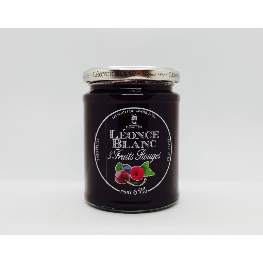 Confiture 3 fruits rouges 65% 330g |Léonce Blanc