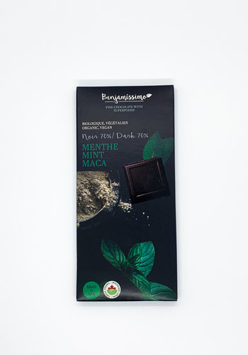 Benjamissimo Tablette Menthe et Maca chocolat noir 70%  70g 