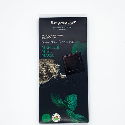 Benjamissimo Tablette Menthe et Maca chocolat noir 70%  70g 