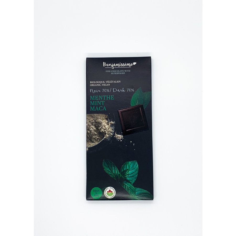 Benjamissimo Tablette Menthe et Maca chocolat noir 70%  70g