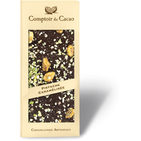 Caramelized pistachio black chocolate gourmet bar  90g