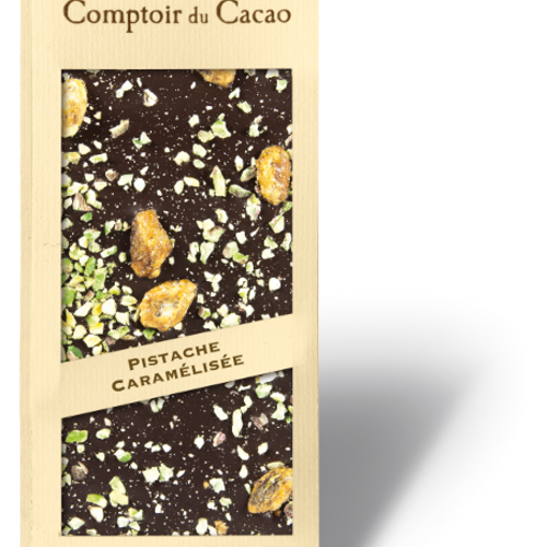 Caramelized pistachio black chocolate gourmet bar  90g 