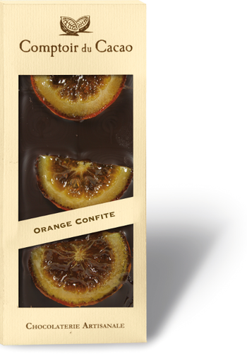 Barre gourmande au chocolat noir & orange confite - Comptoir du Cacao 90 g 