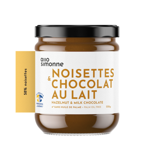 Noisettes, chocolat au lait 58% 220g ALLO SIMONNE 