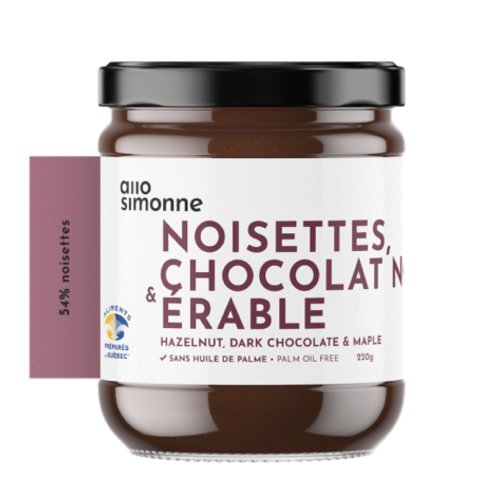 Noisettes, chocolat noir & érable - Allo Simonne 220 g 