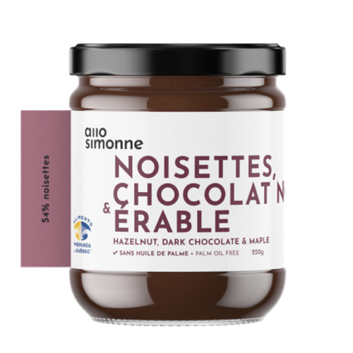 Tartinade Noisettes, chocolat noir & érable - Allo Simonne 220 g 
